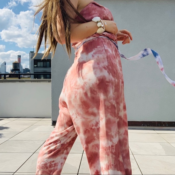 Free People Marble Abstract Cloud Camo Tie Dye Strapless Jumpsuit - Picture 3 of 16